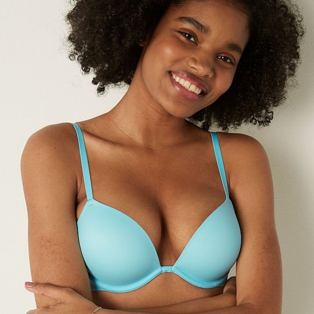 PINK Victoria's Secret Wear Everywhere Push Up Aqua Blue Gray Convertible Bra